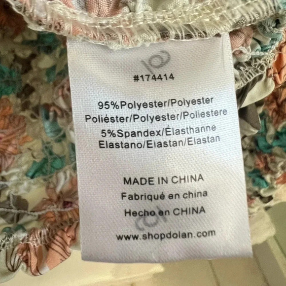 NWT new Anthropologie Dolan printed pebble smocked floral turtleneck large peach - Picture 13 of 16